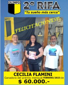 Cecilia Flamini ganó el sorteo de febrero de Olimpo