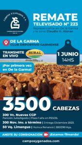 Campos & Ganados remata por Canal Rural en De La Garma