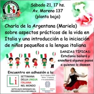 La Sociedad Italiana se suma a la Settimana della lingua italiana nel mondo