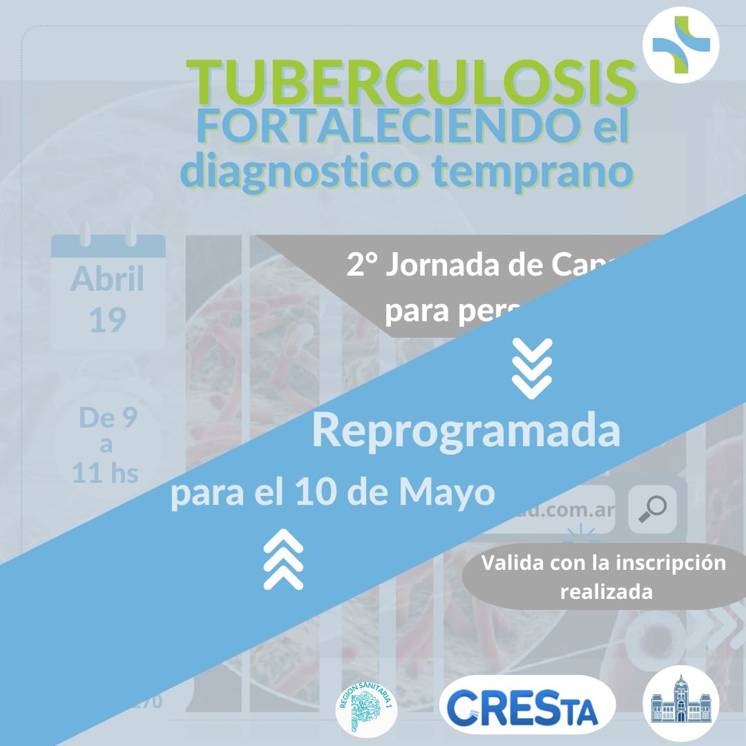 Reprograman la jornada de capacitación en Tuberculosis para el 10 de Mayo