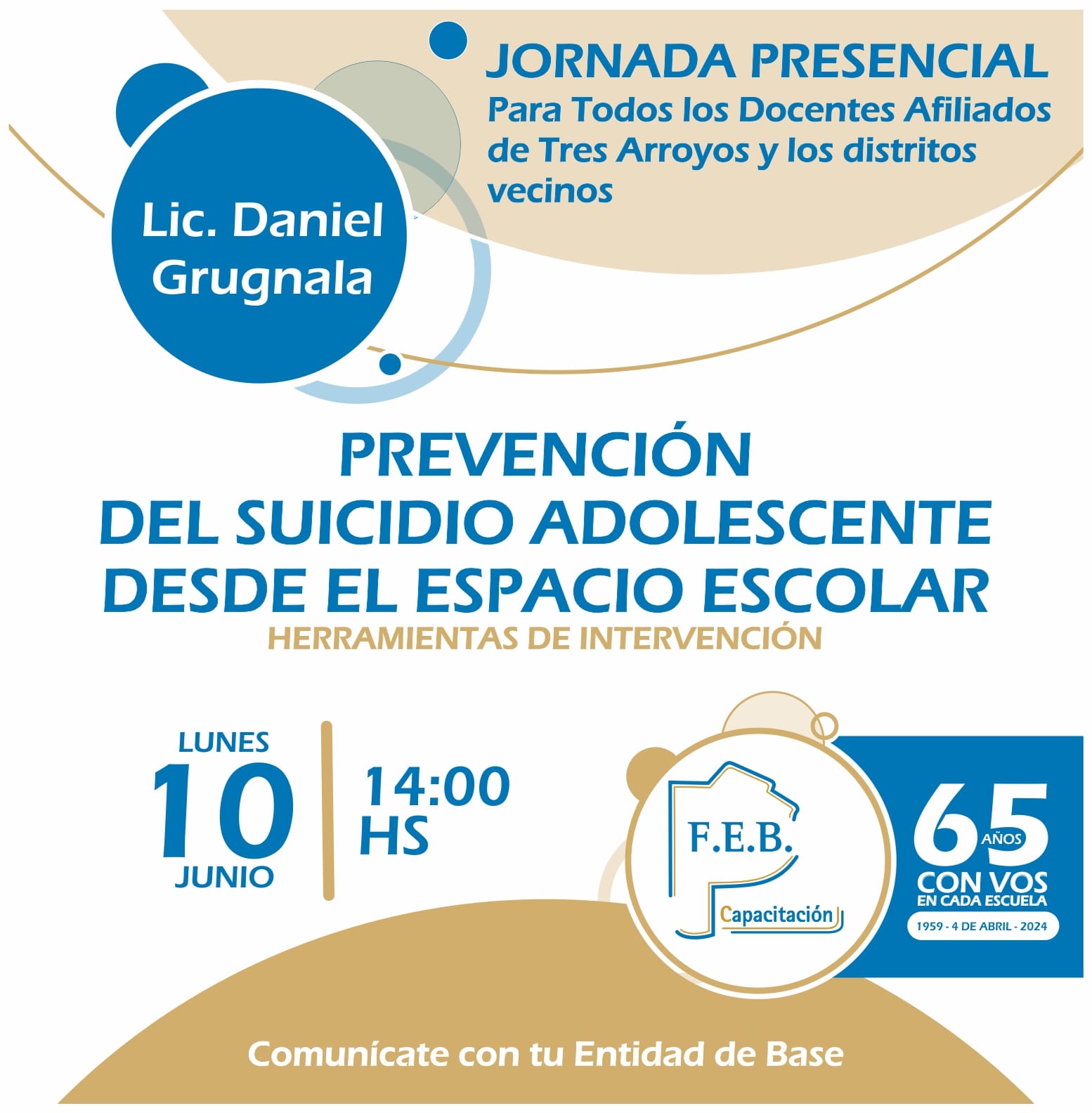 Capacitación de la FEB: “Prevención del suicidio adolescente desde el espacio escolar”