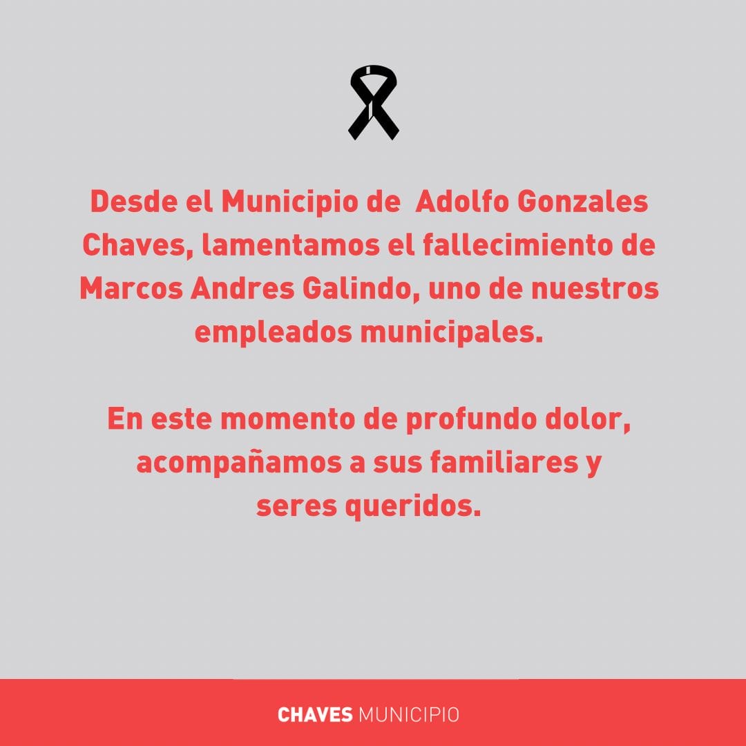 Pesar en Gonzales Chaves por el fallecimiento de un empleado municipal