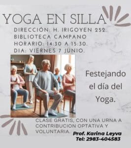 Habrá un encuentro de “Yoga en silla” con Karina Leiva en la Campano