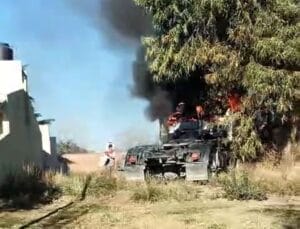 Se incendió un camión en Ameghino al 500 (video)