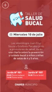 Chaves: Continúa el taller de Salud Bucal para Jardines de Infantes