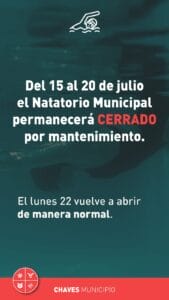 Chaves: cierre del Natatorio Municipal por mantenimiento