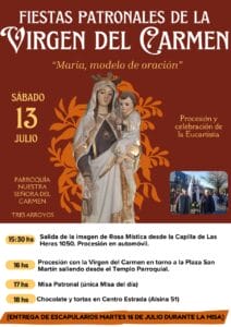 Festejos patronales: Celebran a María Rosa Mística y a la Virgen del Carmen