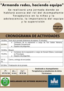 “Armando redes, haciendo equipo”: Jornada de capacitación para acompañantes terapéuticos