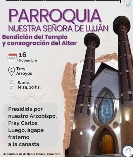 El Obispo Azpiroz bendecirá el nuevo Templo de la Parroquia de Luján