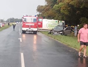 En medio de las intensas precipitaciones: Importante accidente de tránsito en Ruta 73 (videos)