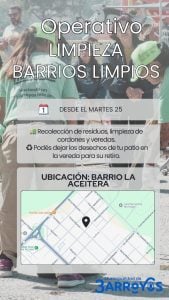 Operativo de limpieza en el Barrio La Aceitera